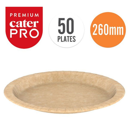 CaterPro 50 Premium Kraft Plates 260mm eco-friendly disposable catering plates