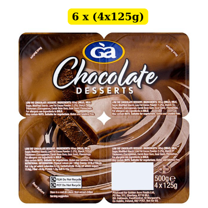 Golden Acre Chocolate Desserts 6 x (4 x 125g) wholesale case of ready-to-eat chocolate dessert pots