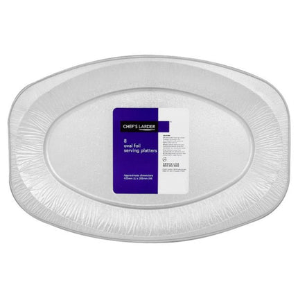 Chef’s Larder 8 Oval Foil Serving Platters 425mm heavy duty disposable catering trays