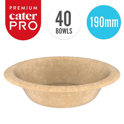 CaterPro Premium 40 Kraft Bowls 190mm eco-friendly disposable food serving bowls
