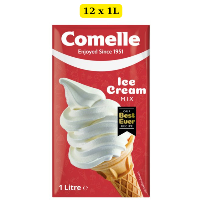 Comelle Ice Cream Mix 12 x 1 litre wholesale bulk case for cafés, restaurants and hospitality dessert service