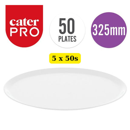 CaterPro Bagasse Round Pizza Plates 325mm 5 x 50 pack wholesale bulk case eco-friendly compostable pizza plates for catering and takeaway use