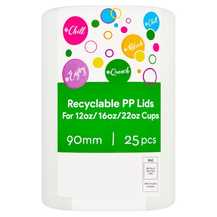 Recyclable PP Lids for 12oz 16oz 22oz Cups 25pcs universal disposable coffee cup lids