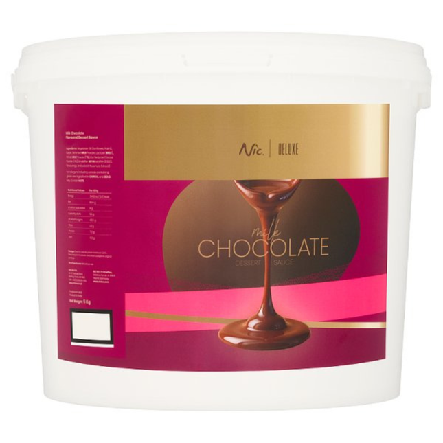 Nic Deluxe Milk Chocolate Dessert Sauce 5kg catering tub for desserts, bakery and foodservice use