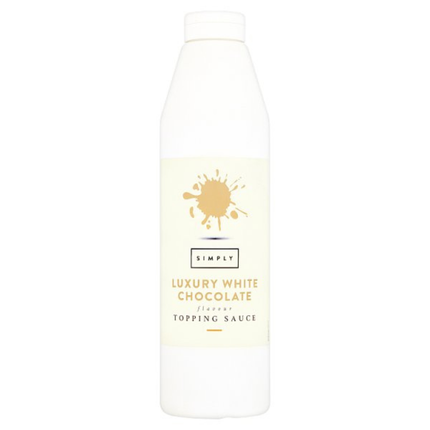 Simply Luxury White Chocolate Flavour Topping Sauce 1kg bottle for desserts, drinks and catering use