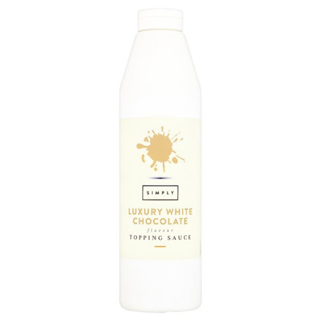 Simply Luxury White Chocolate Flavour Topping Sauce 1kg bottle for desserts, drinks and catering use