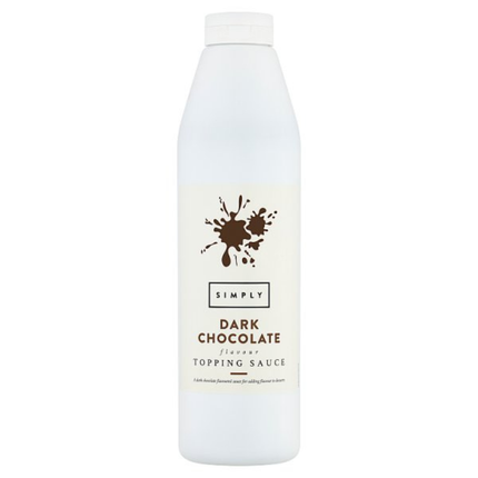 Simply Dark Chocolate Flavour Topping Sauce 1kg bottle for desserts, drinks and catering use