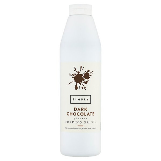 Simply Dark Chocolate Flavour Topping Sauce 1kg bottle for desserts, drinks and catering use