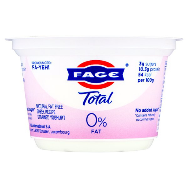 Fage Total 0% Fat Natural Fat Free Greek Recipe Strained Yoghurt 150g high protein yogurt pot
