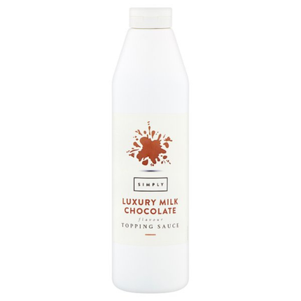 Simply Luxury Milk Chocolate Flavour Topping Sauce 1kg bottle for desserts, drinks and catering use