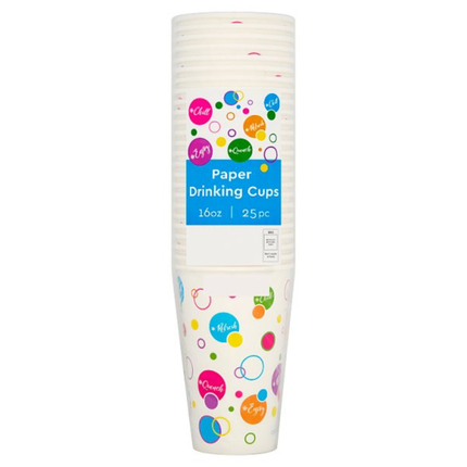 16oz paper drinking cups pack of 25 disposable cups for hot and cold beverages