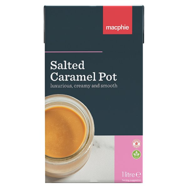 Macphie Salted Caramel Pot 1 Litre ready-to-serve caramel dessert for catering and foodservice use