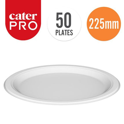 CaterPro Bagasse Plates 225mm 50 pack eco-friendly compostable disposable dinner plates for catering and takeaway food service