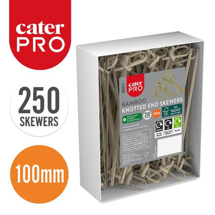 CaterPro 250 Bamboo Knotted End Skewers 100mm eco-friendly cocktail and canapé food picks