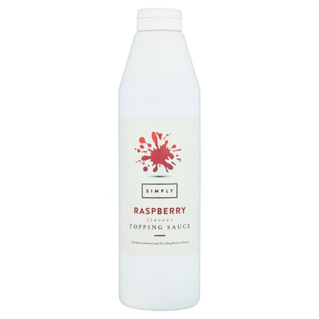 Simply Raspberry Flavour Topping Sauce 1kg bottle for desserts, drinks and catering use
