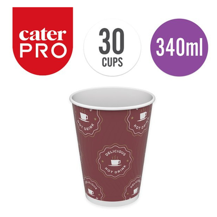 CaterPro 30 PE Lined Paper Double Wall Cups 340ml insulated takeaway hot drink cups