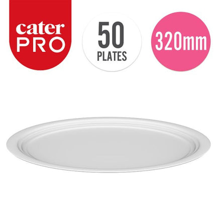 CaterPro Bagasse Oval Plates 320mm 50 pack eco-friendly compostable serving platters for catering buffets and takeaway food service