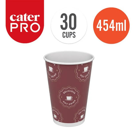 CaterPro 30 PE Lined Paper Double Wall Cups 454ml insulated large takeaway hot drink cups