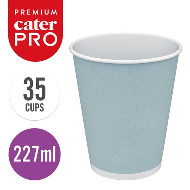 CaterPro Premium 35 Aqueous Lined Paper Double Wall Cups 227ml for hot drinks and takeaway beverages