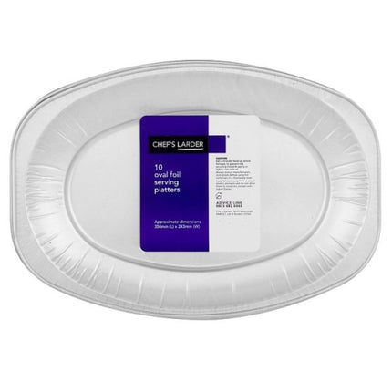 Chef’s Larder 10 Oval Foil Serving Platters 350mm heavy duty disposable catering trays