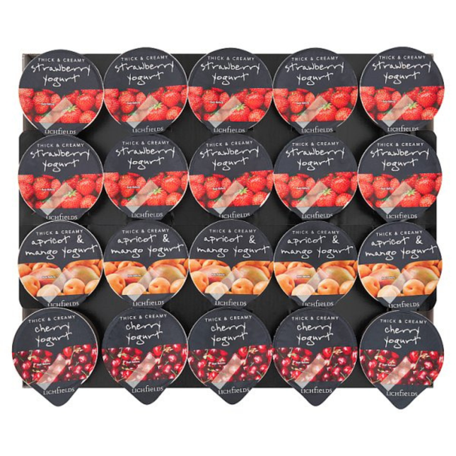 Lichfields Thick and Creamy Yogurt 20 x 125g wholesale case of individual yogurt pots for hospitality and catering