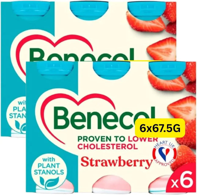 Benecol strawberry yogurt drinks multipack containing 12 x 67.5g cholesterol lowering yogurt drink shots
