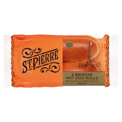 St Pierre 4 Brioche Pre-Cut Hot Dog Rolls