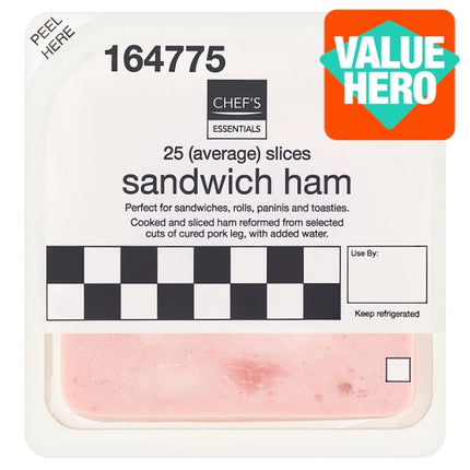 Chef's Essentials 25 (Average) Sandwich Ham Slices 500g