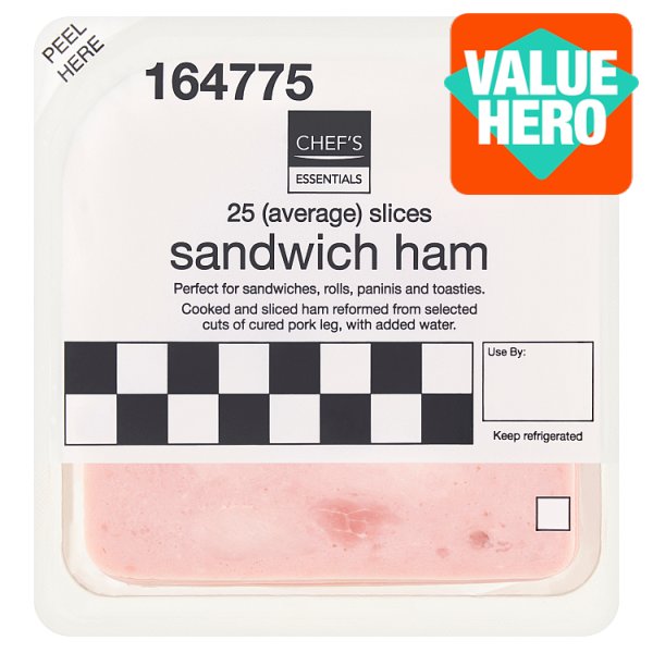 Chef's Essentials 25 (Average) Sandwich Ham Slices 500g