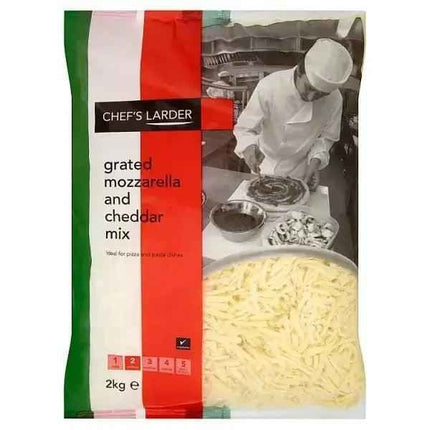 Chef's Larder grated mozzarella and cheddar mix 2kg catering cheese blend for pizza pasta and foodservice kitchens