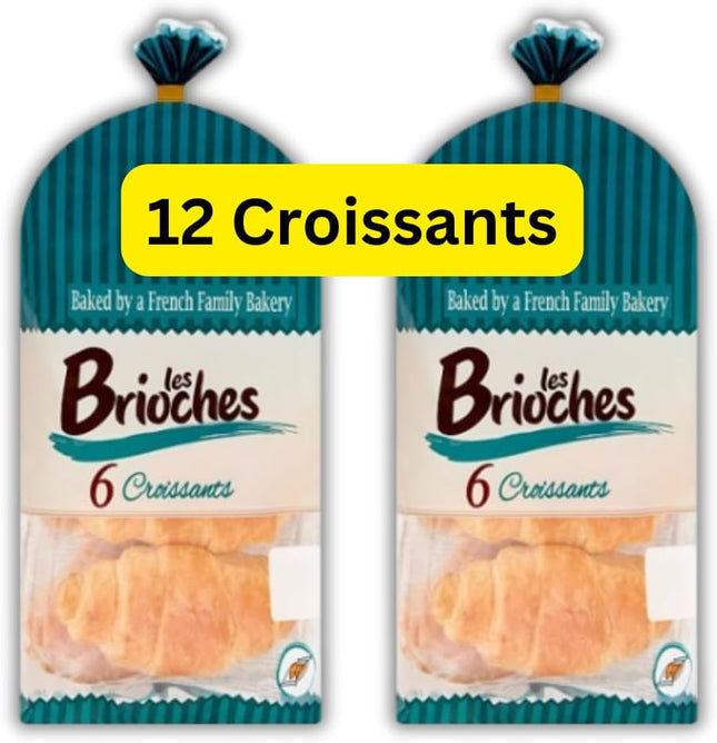 Les Brioches Individually Wrapped Butter Croissants – 2 Packs of 6 Croissants (Wrapped in Pairs)