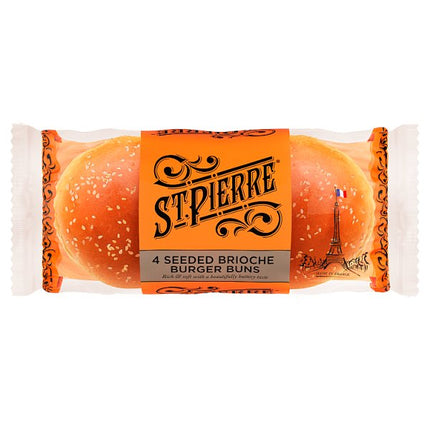 St Pierre seeded brioche burger buns 4 pack soft French style seeded burger buns for burgers BBQ meals and sandwiches
