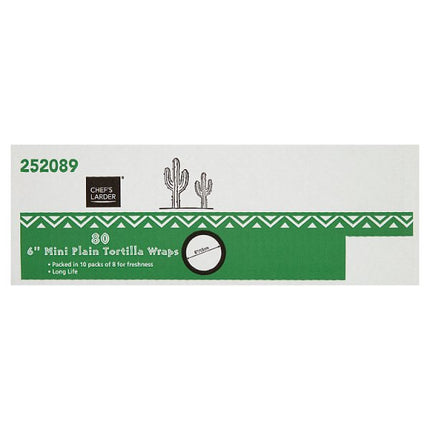 Chef's Larder 80 Mini Plain Tortilla Wraps 6" Each