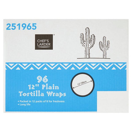 Chef's Larder 96 Plain Tortilla Wraps 12" Each