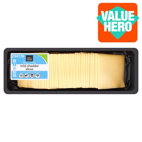 Chef's Larder Mild Cheddar Slices 1kg