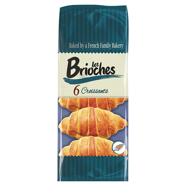 Les Brioches croissants 6 pack soft buttery French style pastries for breakfast snacks and hospitality use