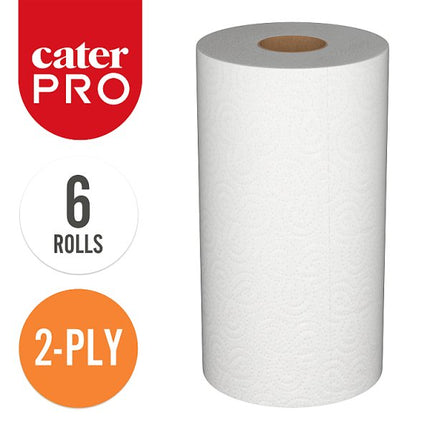 CaterPro Paper Kitchen Towel Double Rolls 6 Rolls | 2 Ply Kitchen Towels 112 Sheets Per Roll