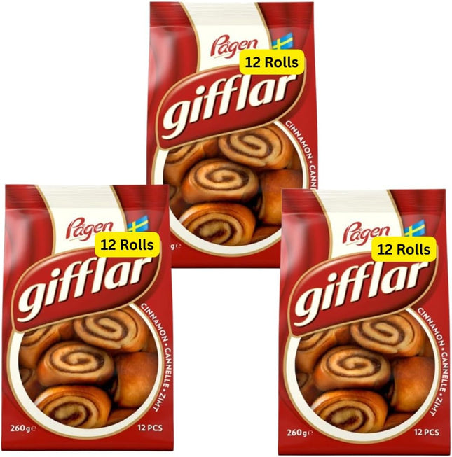 Cinnamon pastry rolls multipack containing 3 bags of 12 sweet cinnamon bakery rolls for breakfast and snacking