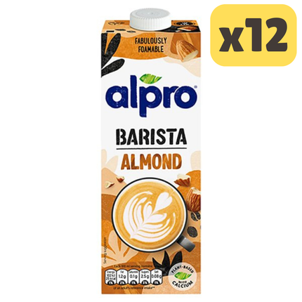 Alpro Barista Almond dairy free drink wholesale case containing 12 x 1L long life vegan almond drink cartons