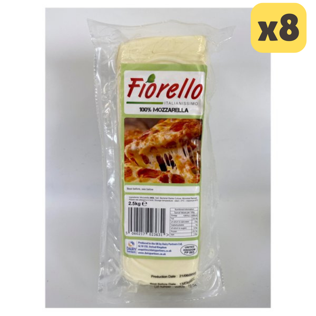 Fiorello 100% Mozzarella 2.5kg [CASE OF 8 x 2.5 KG]