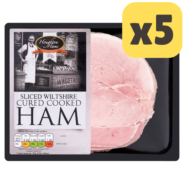 Houghton Hams Sliced Wiltshire Cured Cooked Ham [CASE of 5x500g]