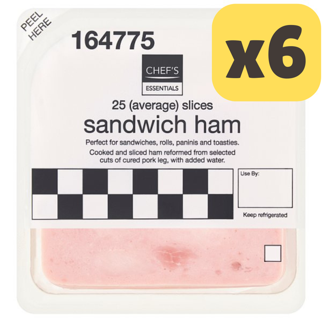 Chef's Essentials 25 (Average) Sandwich Ham Slices [CASE OF 6x500g]
