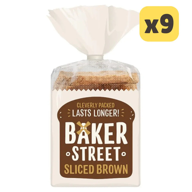 Baker Street sliced brown bread 600g case of 9 long life wholemeal sandwich loaves for catering and foodservice use