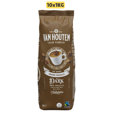 Van Houten Dark Ground Chocolate 10 x 1kg Wholesale Catering Pack