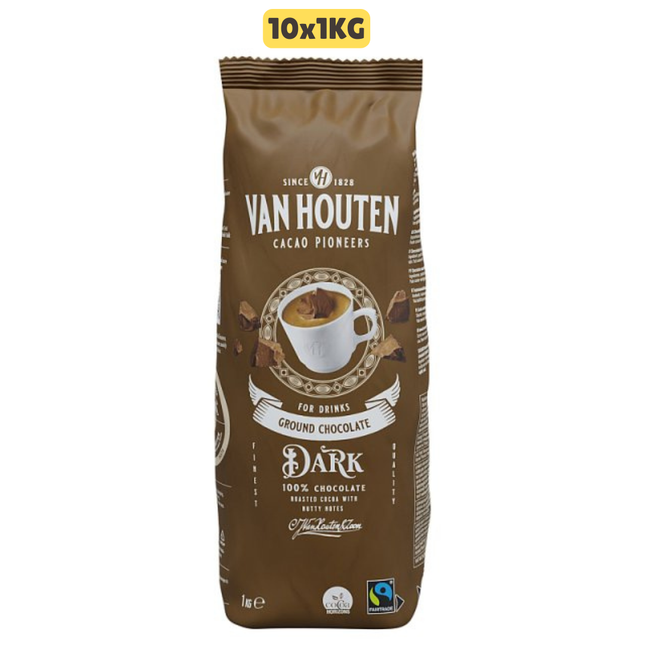 Van Houten Dark Ground Chocolate 10 x 1kg Wholesale Catering Pack