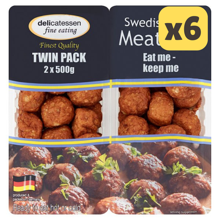 Delicatessen Fine Eating Swedish Style Meatballs Twin Pack 2 x 500g (1000g) [CASE OF 6x1KG]