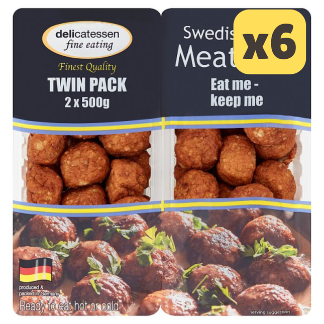 Delicatessen Fine Eating Swedish Style Meatballs Twin Pack 2 x 500g (1000g) [CASE OF 6x1KG]