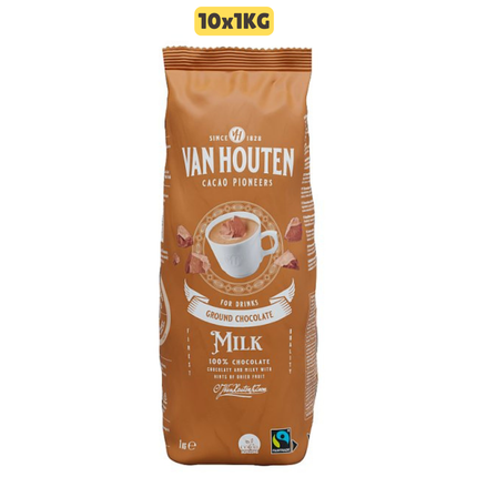 Van Houten Milk Ground Chocolate 10x1kg wholesale catering hot chocolate powder for cafés and hospitality use