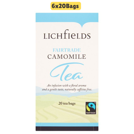 Lichfields Fairtrade Camomile Tea Bags 6 x 20 bags wholesale herbal tea for cafés hotels restaurants offices and hospitality businesses