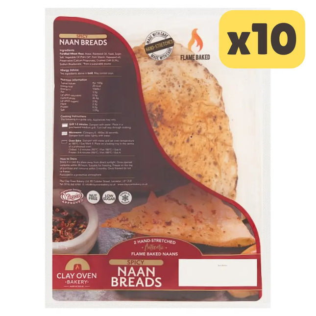 Clay Oven Bakery Spicy Naan Breads 360g [CASE OF 10x2pk] The Catering Mart
